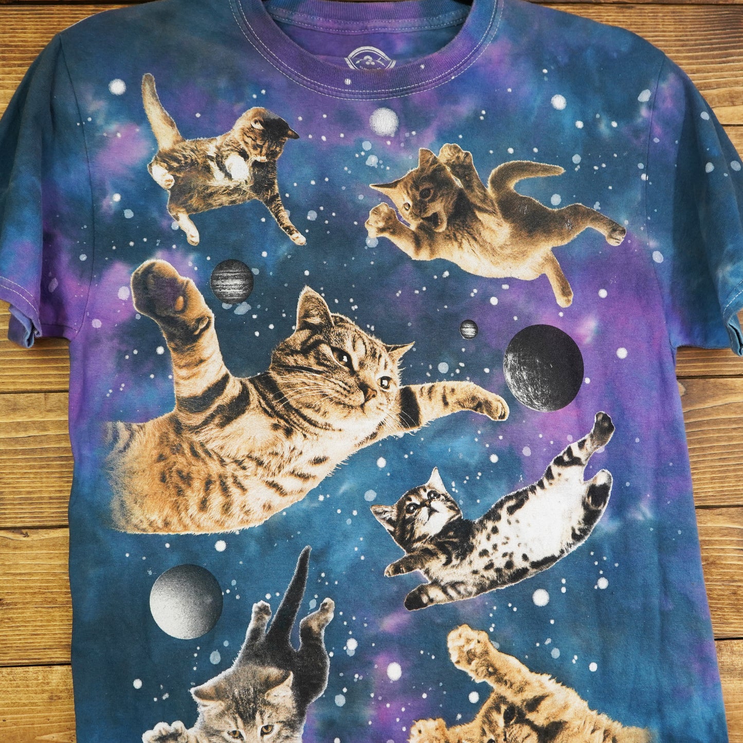 Galaxy Flying Cats Purple Blue Tie-Die