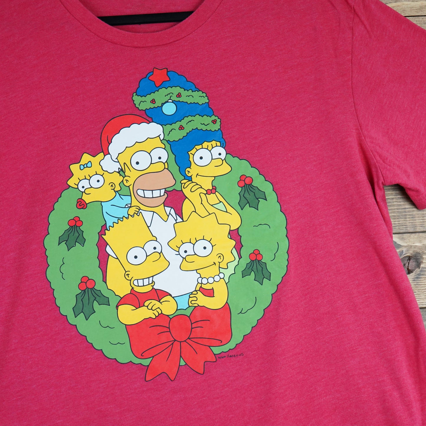 Xmas The Simpsons Light Red Shirt